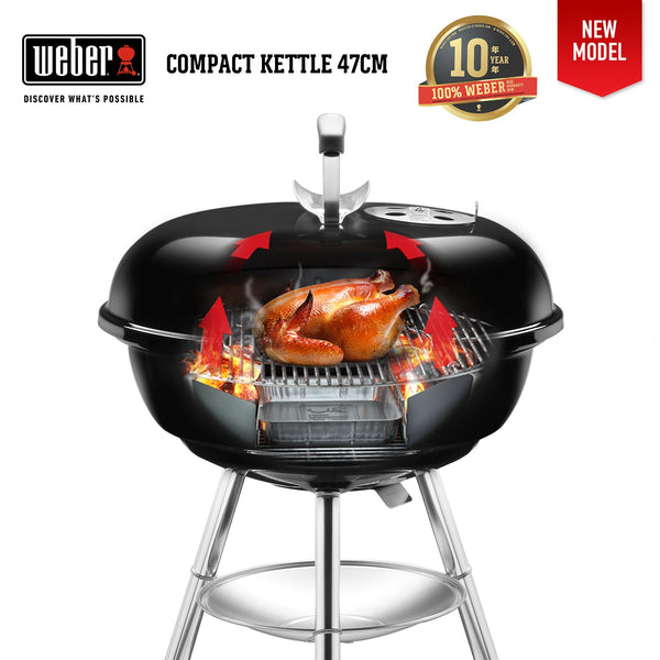 เตาถ่าน Weber 47cm Compact Kettle with Thermometer – The Barbecue Store ...