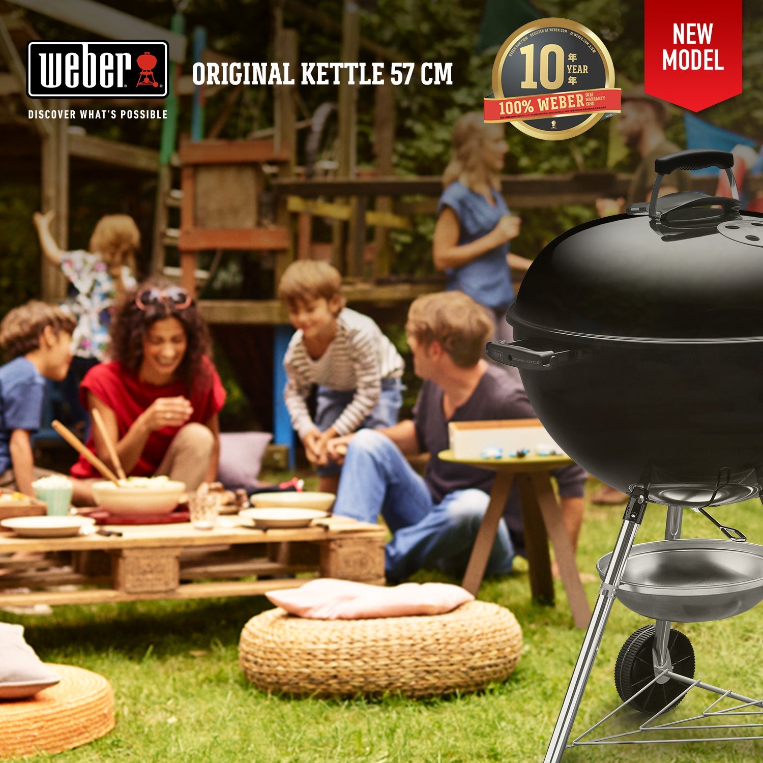 57 Cm Weber Bar B Weber Compact Kettle Charcoal BBQ Black 57cm